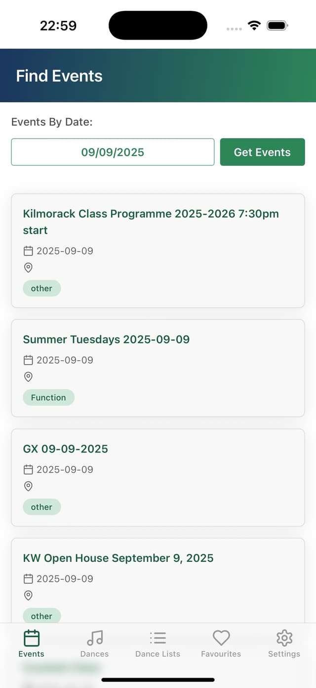 Event Search Screenshot
